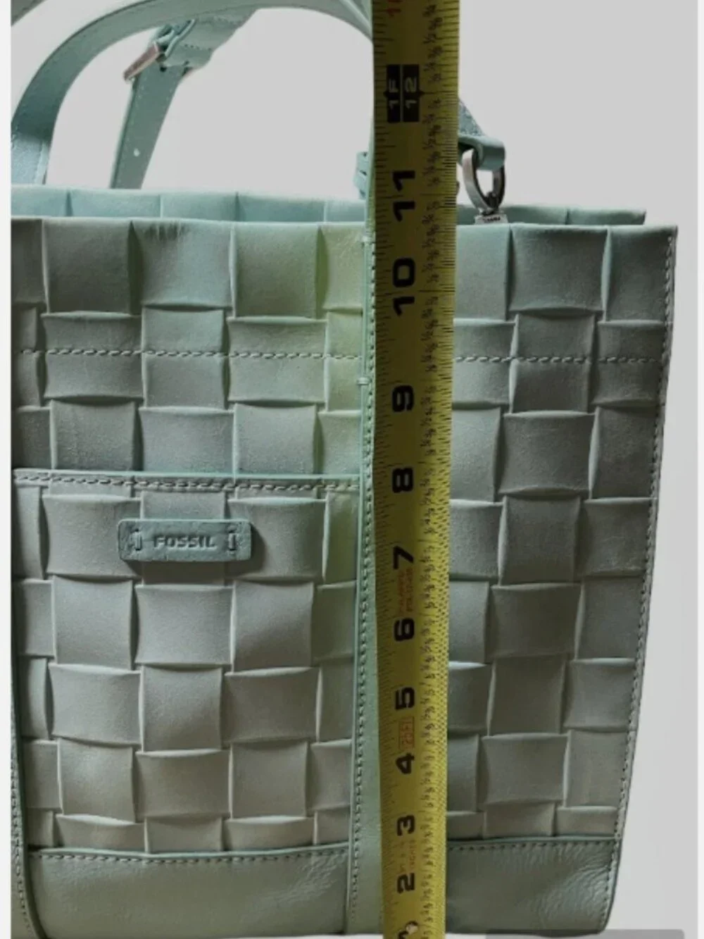 FOSSIL CARMEN TURQUOISE LEATHER SHOPPER SHOULDER BAG WITH EXTRA STRAP